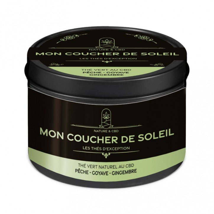 Thé vert CBD Mon Coucher de Soleil Pêche Goyave Gingembre - Nature & CBD Thé vert CBD Mon Coucher de Soleil Pêche Goyave Gingembre - Nature & CBD