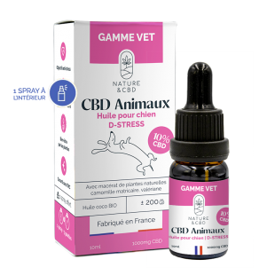 Huile CBD Animaux D-stress pour chien 10% Nature & CBD