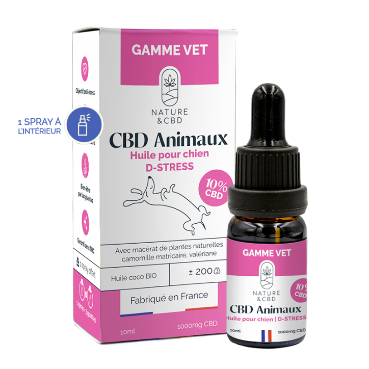 Huile CBD Animaux D-stress pour chien 10% - Nature & CBD