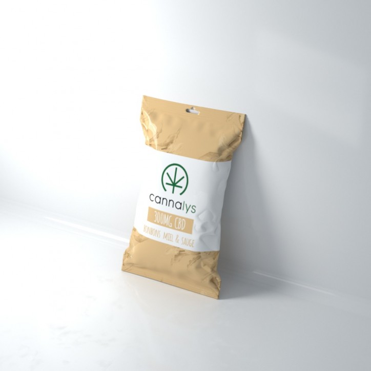 Sachet bonbons durs Miel & Sauge CBD 75g - Cannalys Sachet bonbons durs Miel & Sauge CBD 75g - Cannalys