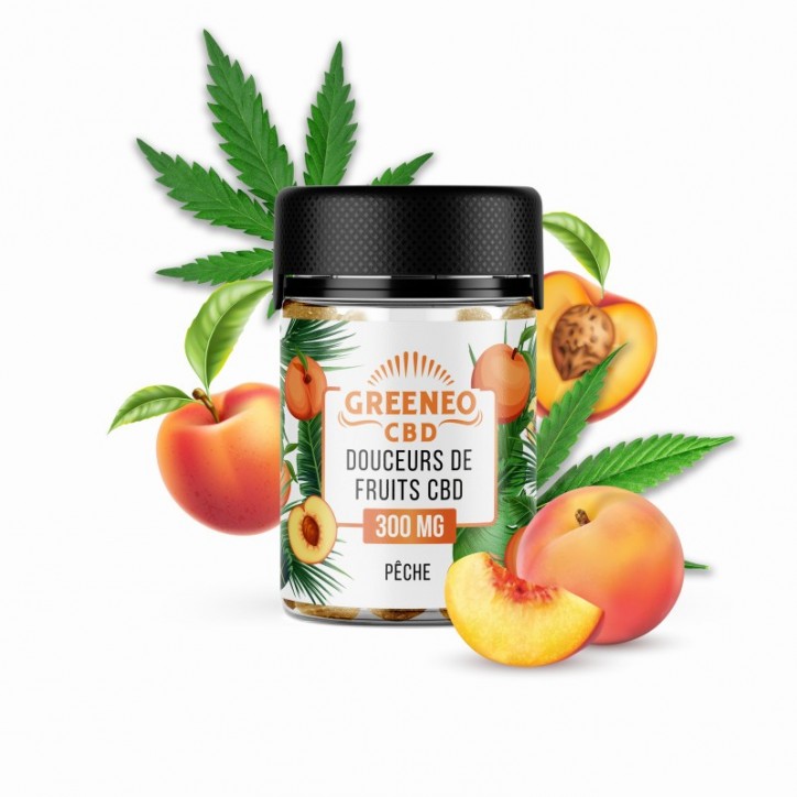 Bonbons douceurs de fruits CBD 300mg pêche - Greeneo Bonbons douceurs de fruits CBD 300mg pêche - Greeneo