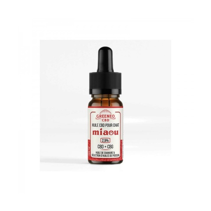 Huile de CBD CBG pour chat Miaou CBD + CBG 250mg - Greeneo Huile de CBD CBG pour chat Miaou CBD + CBG 250mg - Greeneo