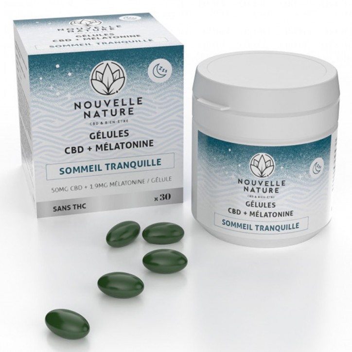 Gélules CBD Mélatonine Sommeil tranquille - Nouvelle Nature Gélules CBD Mélatonine Sommeil tranquille - Nouvelle Nature