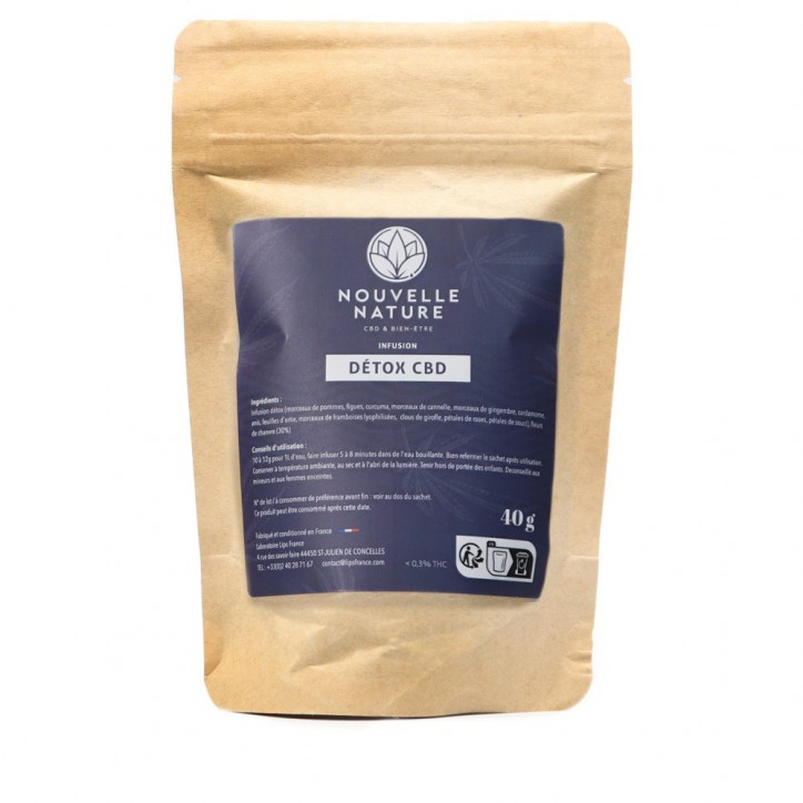 Tisane CBD Détox Nouvelle Nature 40g - Le French Liquide Tisane CBD Détox Nouvelle Nature 40g - Le French Liquide
