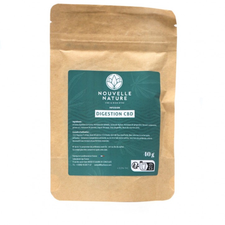 Tisane CBD Digestion Nouvelle Nature 40g - Le French Liquide Tisane CBD Digestion Nouvelle Nature 40g - Le French Liquide