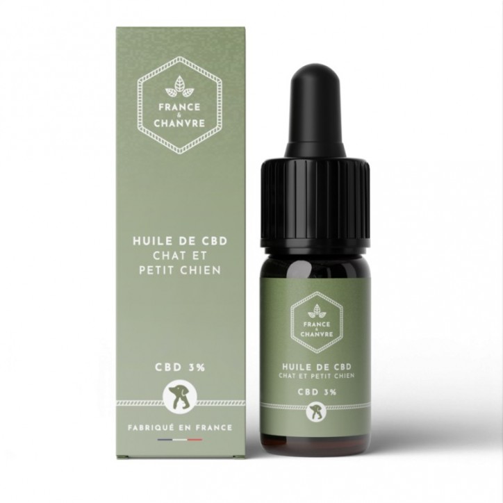 Huile de CBD 3% petit chat et chien 10ml - France et Chanvre Huile de CBD 3% petit chat et chien 10ml - France et Chanvre