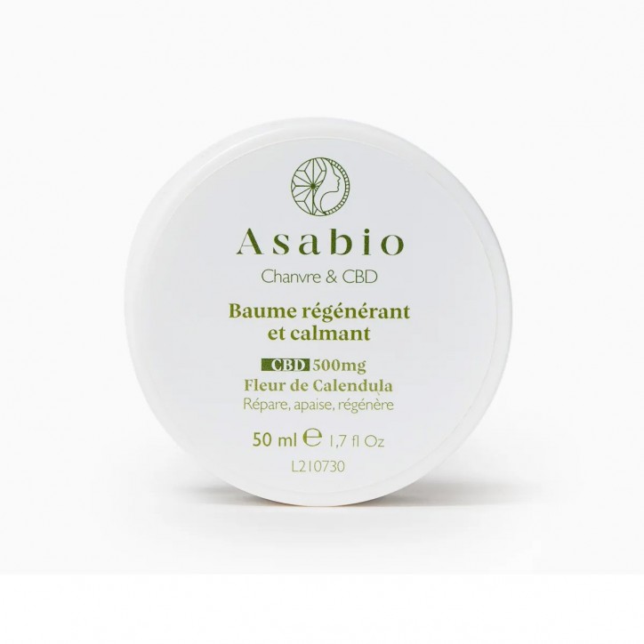 Baume régénérant et calmant CBD 500mg 50ml - Asabio Baume régénérant et calmant CBD 500mg 50ml - Asabio