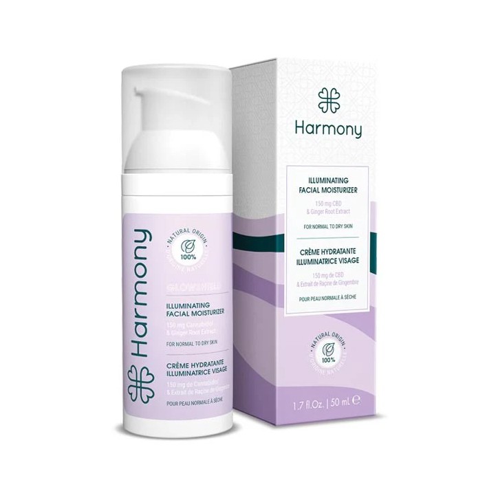 Crème hydratante illuminatrice CBD 150mg 50ml - Harmony Crème hydratante illuminatrice CBD 150mg 50ml - Harmony